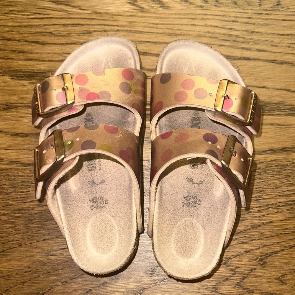 Birkenstock Kids Sandals with Pink and Purple Polka Dots